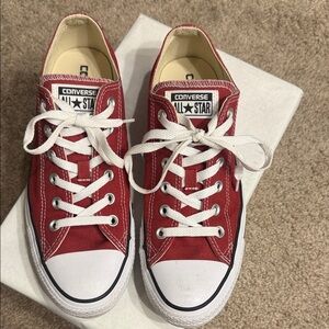 Converse Red Canvas Sneakers with White Laces